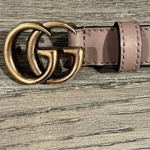Gucci Beige leather double g thin belt - size 95/38.